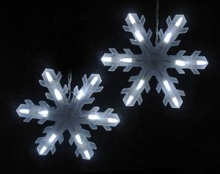 White LED 3D Snowflake Icicle Christmas Lights WH WRE