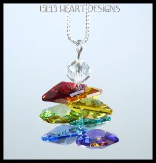 Swarovski Crystal Healing Chakra Colors Pendant with Sterling Silver 