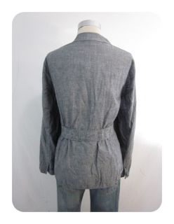 New Eileen Fisher Chambray Blue Stand Collar Cotton Jacket 2X $215 
