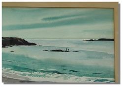 Garfield Watercolor Painting Listed Beach Sea Shore Old Nautical 