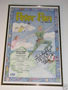 Peter Pan The Musical Cathy Rigby Autographed Poster