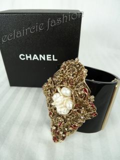 Chanel CC Baroque Pearl Diamante Cuff Bracelet New