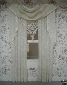 Dollhouse Miniature 112 scale off White Cream Curtain Drape #5003