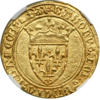 France Charles VI 1380 1422 Gold ECU Dor NGC MS 63