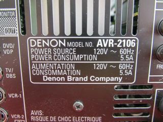 Denon AVR 2106 7.1 Channel 120 Watt Receiver