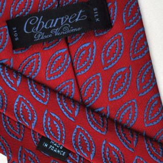 100% new CHARVET PARIS silk TIE blue red design AUTHENTIC $205