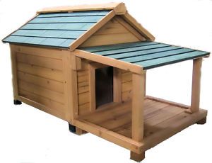 Simply Cedar Med Dog House w Porch Deck Shipping