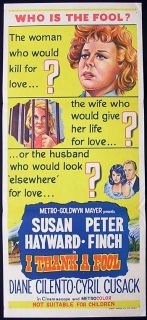 THANK A FOOL 62 Susan Hayward daybill poster