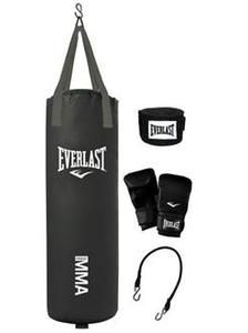 Everlast 70 Lb MMA Heavy Boxing Punching Bag Kit Wraps Gloves Kicking 