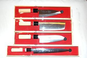 Mercer Japanese Style 4 Piece Deba Knife Set Deba, Usuba, Sashimi 