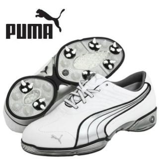New Puma Cell Fusion Wide Mens Golf Shoes White Silver