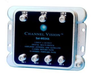 Channel Vision SAT MS34A 3 in 4 Out Multi Switch for DirecTV Brand New 