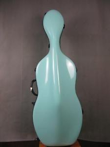 Light Blue 4 4 Fiberglass Cello Hard Case with Wheels