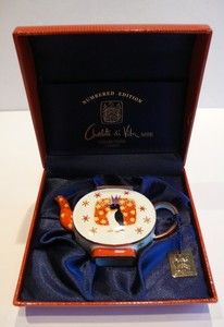Charlotte Di Vita Penguin Teapot with Box Miniature Enamel Retired 