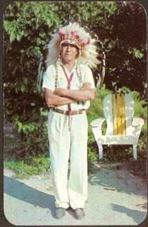 Cherokee Indian Chief Full Head Dress Chrome Postcard