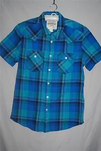 NEW Mens Casual Shirt AEROPOSTALE Size M Button Front Blue Plaid NWT