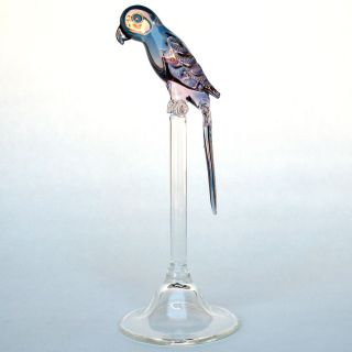 Parrot Macaw Figurine of Hand Blown Glass Gold Crystal