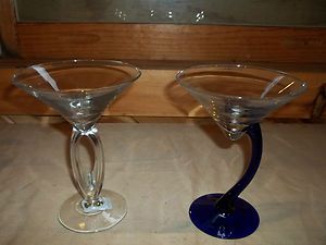 Libbey Bravura Cobalt Stem Omega Martini Glasses 6 75 oz One Each 