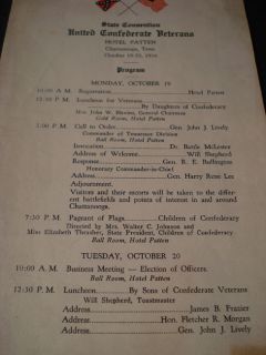 1936 Chattanooga Tenn UCV Reunion Program
