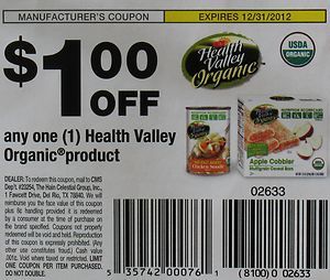   00 1 Health Valley Organic Soup Cereals Bars Cracker 12 31 12