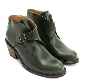 John Fluevog CHABOT ankle boots, dark green leather retail $259 NWB US 