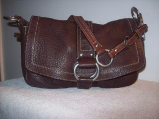 coach chelsea brown pebbled leather field bag 10893