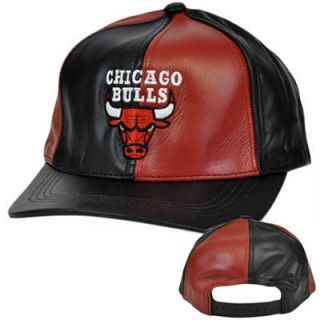  Chicago Bulls Genuine 100 Real Leather Adidas Red Black Snapback Hat 