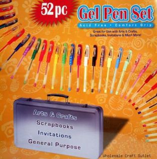   PENS with TIN CARRY STORAGE CASE FOR ART, SCRAPBOOKING,  GREAT GIFT