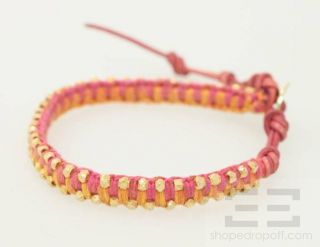 Chan Luu Pink Orange Gold Beaded Woven Bracelet