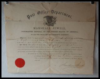 1874 1883 Postmaster Document Signed Chester A Arthur