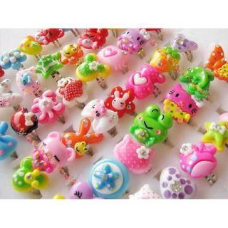 Wholesale Childrens Jewelry Lots of 20 Pieces Cartoon Lucite Rings 