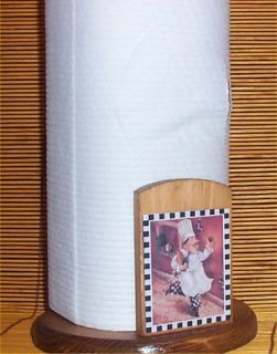 Fat Chef Paper Towel Holder Wood Bistro Decor Oak Bric