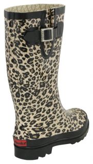 Chooka Cheetah Pattern Rubber Rain Boots Shoes Multi 10 New