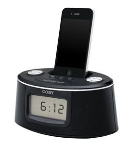 COBY CSMP127 AM/FM Dual Alarm Clock Radio w/ iPhone/iPod Dock NEW
