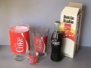 Coke Red White Wave Coca Cola Bottle Radio Works 32 oz 16 oz Shot 