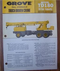Grove TD180 18 Ton Truck Crane Brochure
