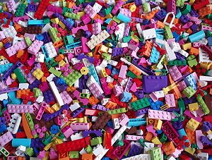 NEW Bulk LEGO Girl Lot 2 PINK PURPLE Colors Rainbow Mix of 100 PIECES 