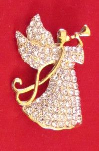 Golden Monet Angel Christmas Wedding Love Pin Brooch
