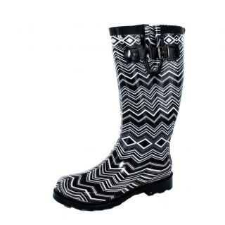 Chooka Spitting Waves Black Womens Rain Boots Size 7 M