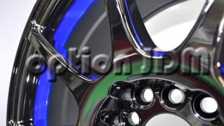 GP Racing Wheels GR8 Black Chrome Blue Underlip 17x7 5x100 114 3 