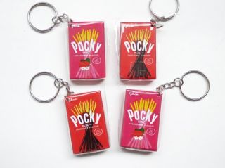   Keychains Charms Strawberry Chocolate Japanese Snack Glico Pocky Stick
