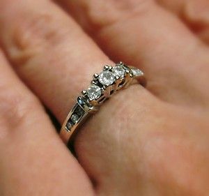 Diamond Engagement Ring 10K White Gold 1 4 Carat T W