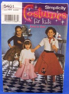 Simplicity 5401 Sz HH 3 6 Childs Girls Poodle Skirt
