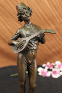 RARE Art Deco Mandolin Player D Boyce Bronze Statue Free Shipping 