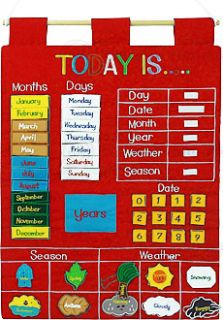Today Is Cloth Calendar Childrens Wall Hanging New Red