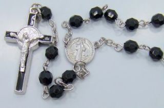   Rosary 19 1 2 L Black Bead Exorcism Saint Catholic Item