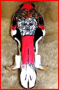 Wolf Brother Hand Painted Western Art on Wild Boar Skull by Heather 