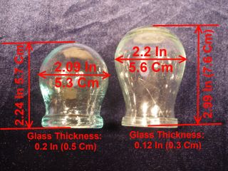 2X Glass Cups for Chinese Massage or Cupping Therapy Small Big Super 