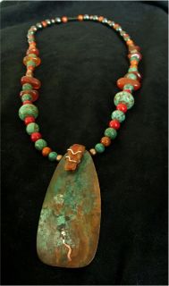   Necklace Handmade Copper Carnelian Artist Cindy Adams MG 34