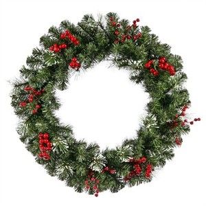   Pine with Holly Berries 36 Unlit Artificial Christmas Wreath